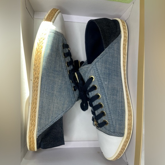 MICHAEL Michael Kors Women’s Denim Kristy Lace Up Leather Canvas Shoes Size 9 - Picture 9 of 9